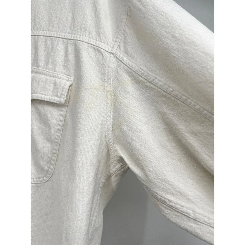 Banana Republic Adventure Outfitters Shirt L White Pearl Snap Safari 80s VTG